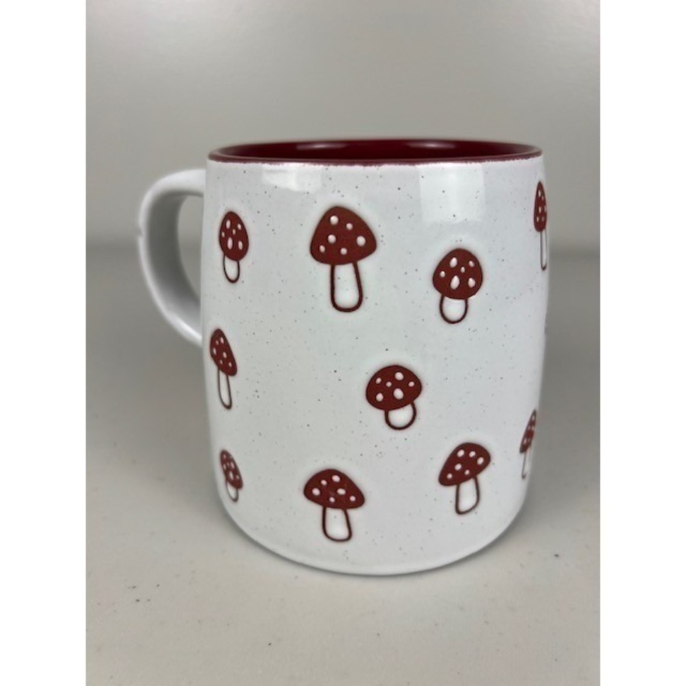 Mushroom Mug 24 oz by Gallery Tabletop White Red Speckled Ceramic Coffee Tea Cup